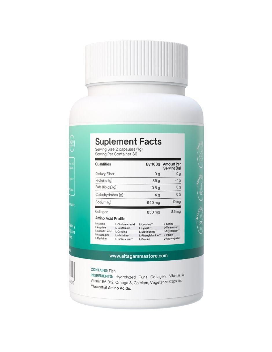 Marine collagen con colágeno hidrolizado con 20 aminoácidos sabor pescado de 60 cápsulas 10