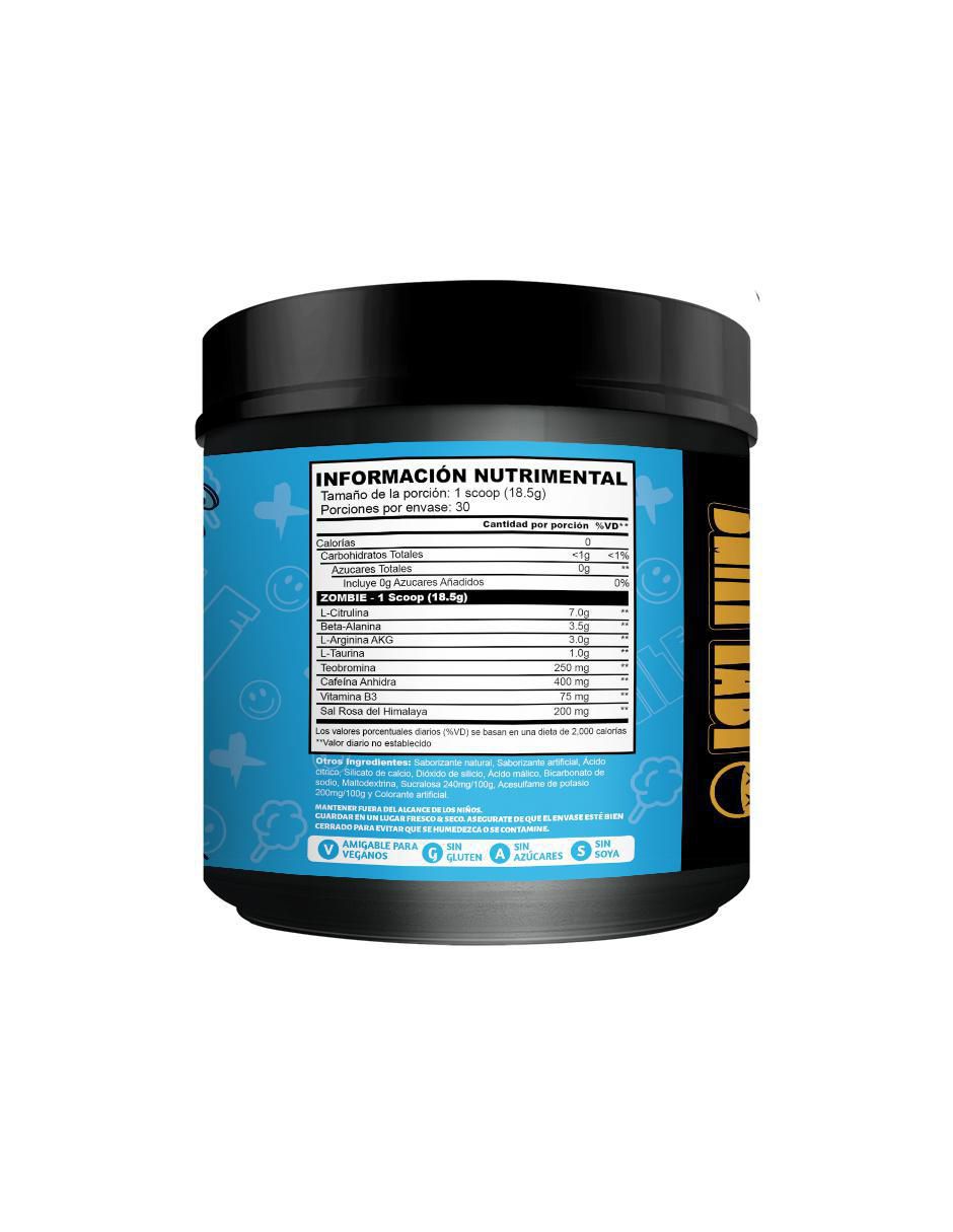 Zombie Algodón de Azucar Pre entreno con cafeína de 567 g 2