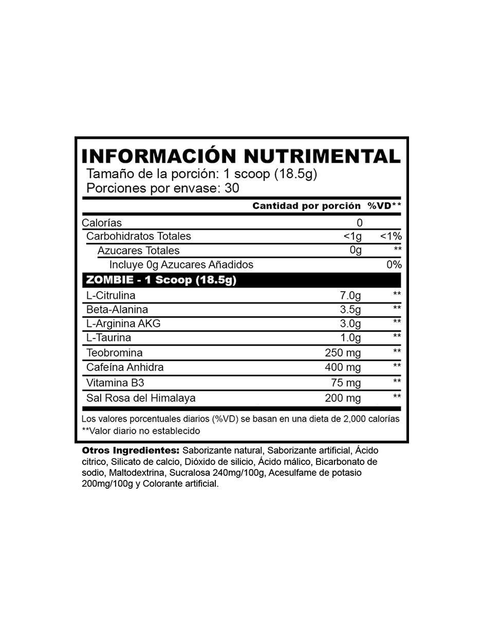 Zombie Algodón de Azucar Pre entreno con cafeína de 567 g 3