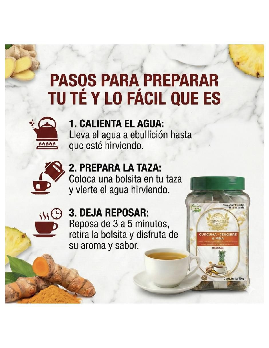 Tisana sabor cúrcuma y jengibre en sachet 40 g 4