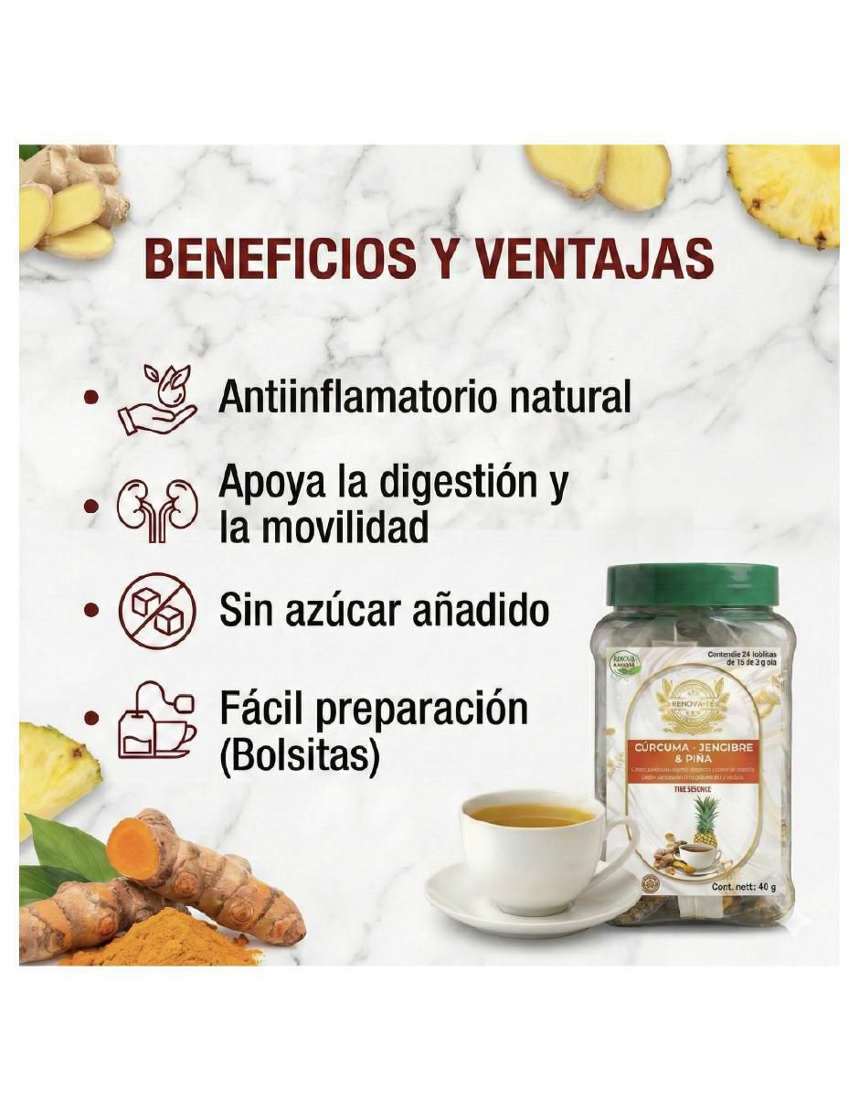 Tisana sabor cúrcuma y jengibre en sachet 40 g 5