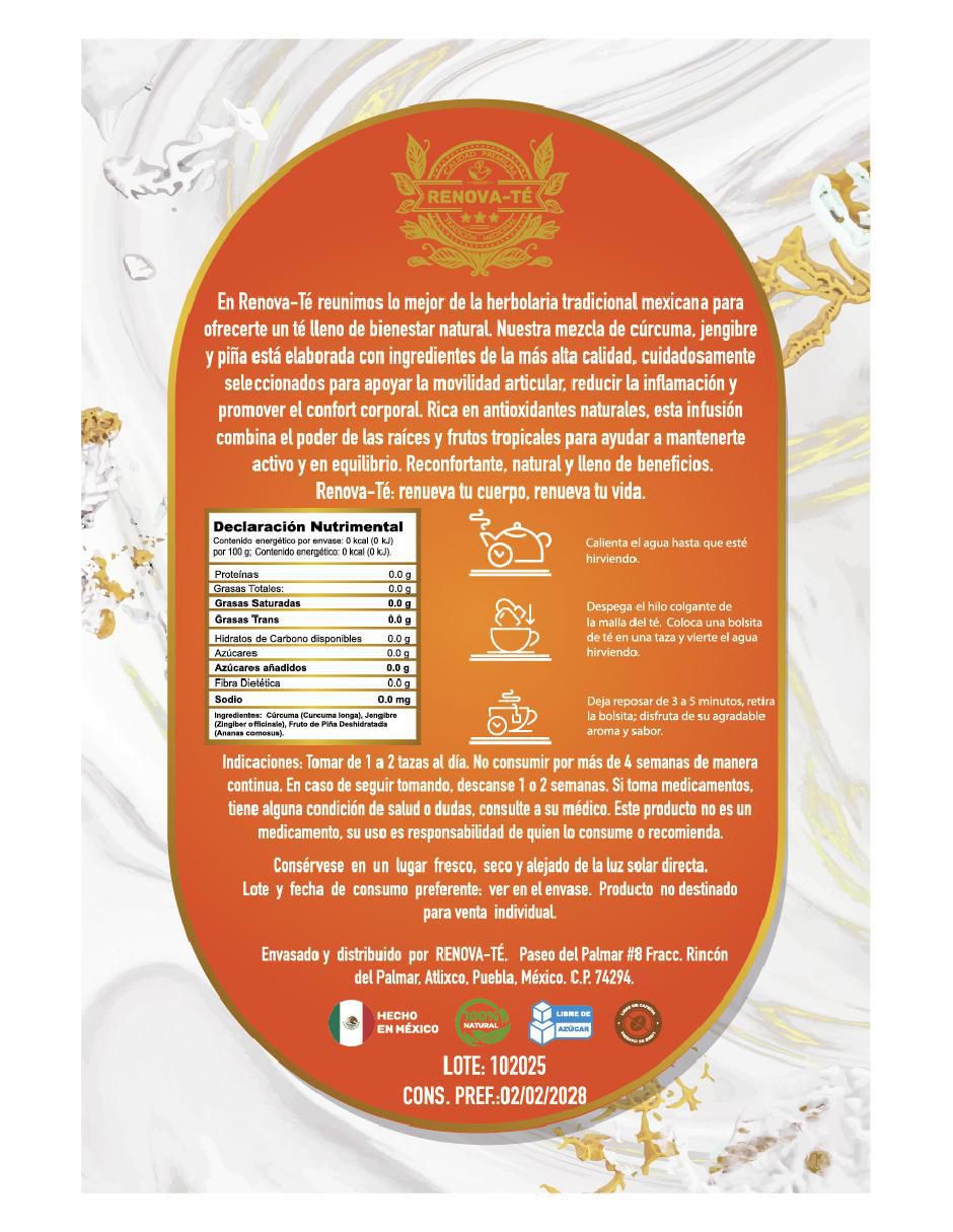 Tisana sabor cúrcuma y jengibre en sachet 40 g 8