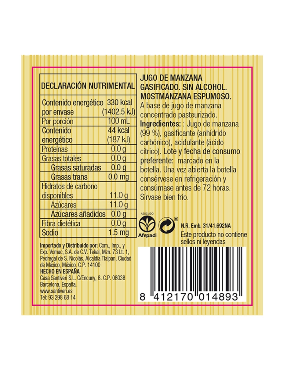 Jugo espumoso sabor manzana 750 ml 3
