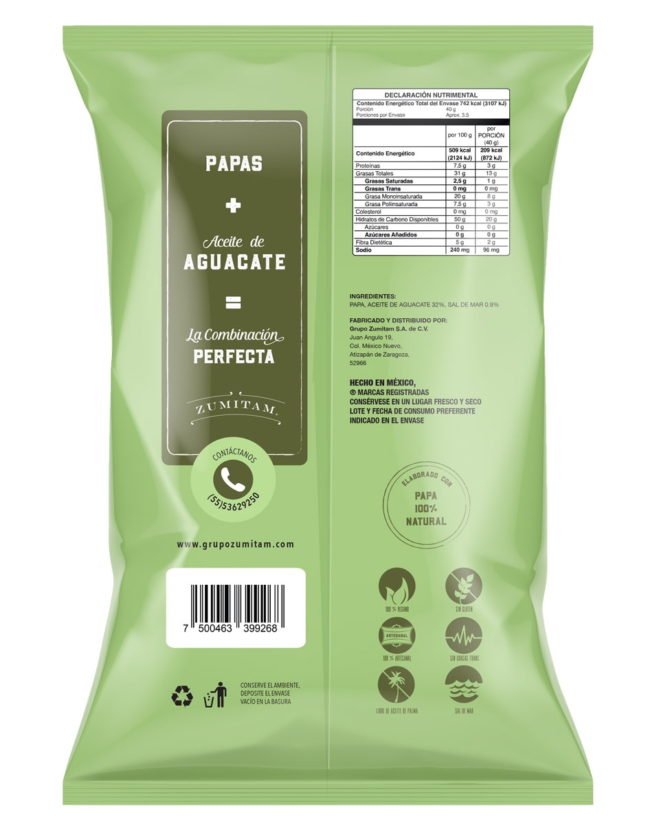 Papas fritas con aceite de aguacate 142 g 2