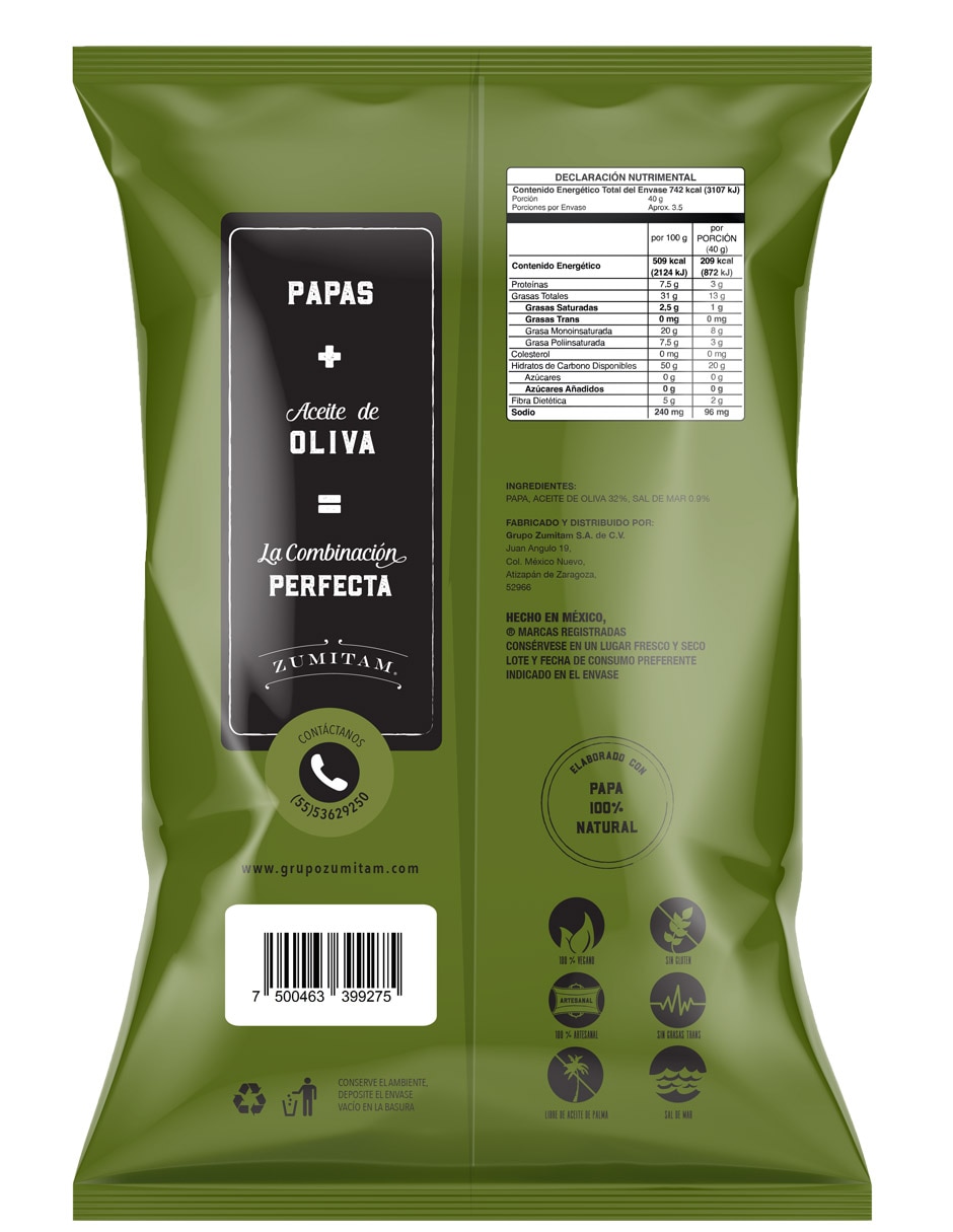 Papas fritas con aceite de oliva 142 g 2